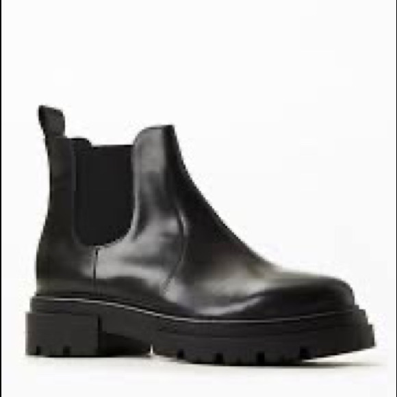 FREE PEOPLE Lola Lug Sole Chelsea Boots NWT Size EU 38 Black Leather Dov… - Picture 6 of 12